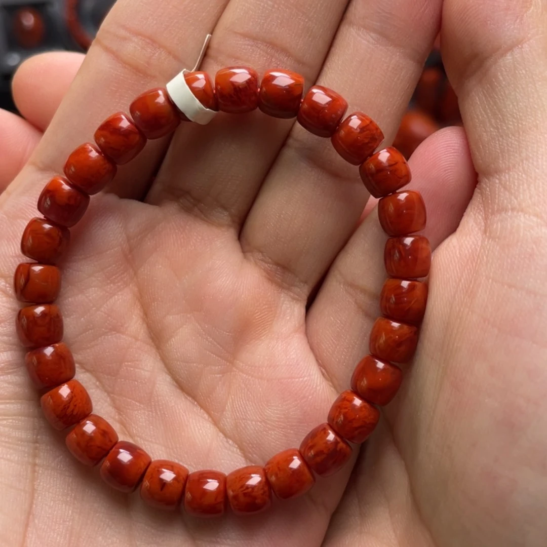 【闪购商品】未镶嵌7m满肉火焰纹直切手串南红玛瑙