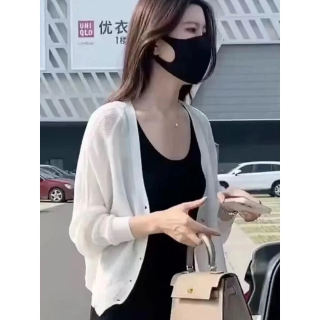 薄款针织开衫外套女春夏2024新款外搭披肩配吊带裙上衣冰丝防晒衫