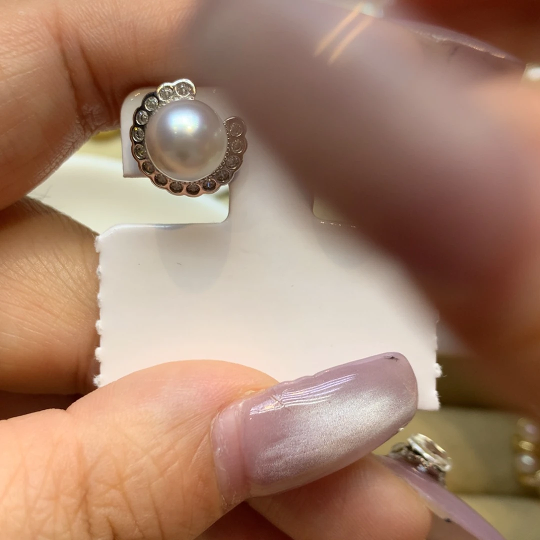 银S925镶嵌耳饰海水珍珠