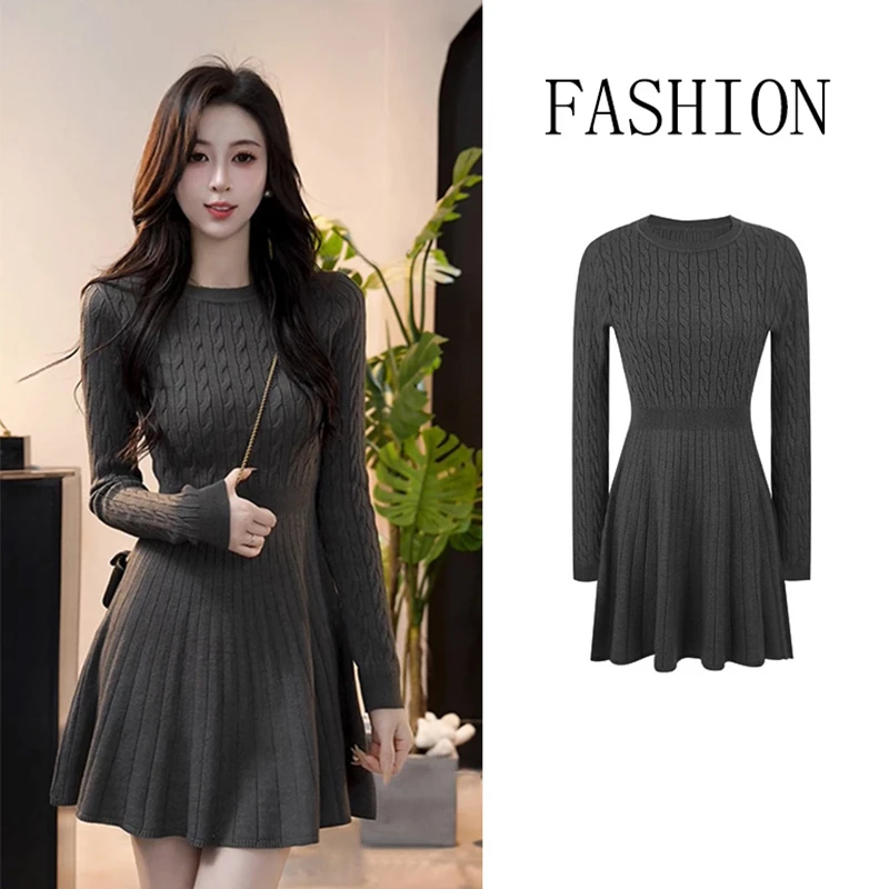 针织连衣裙子女秋季2025年新款超火早秋韩系气质穿搭一整套高级感