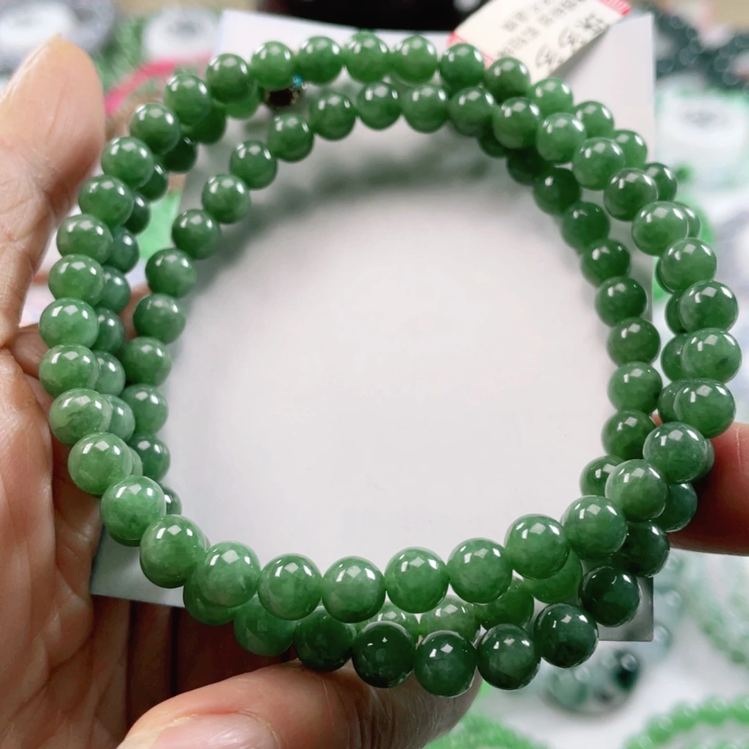 翡翠戒指未镶嵌天然翡翠项链6.4mm