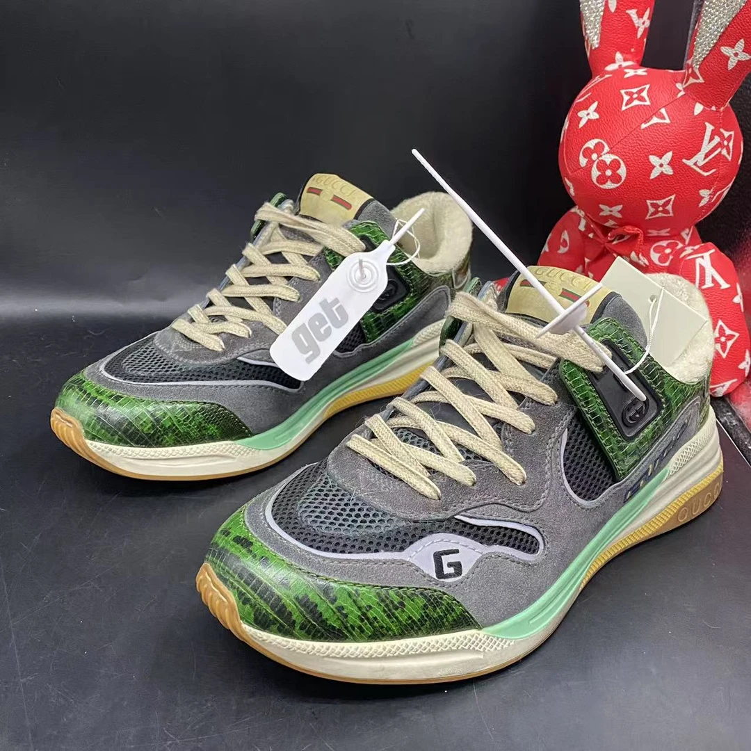 95新 GUCCI/古驰 绿色复古网面脏脏运动鞋41欧码ddm2202