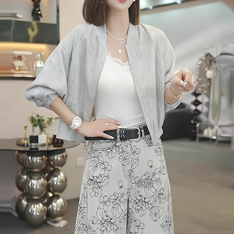 新中式国风提花刺绣棒球服外套女春季新款高级感薄款开衫短款上衣