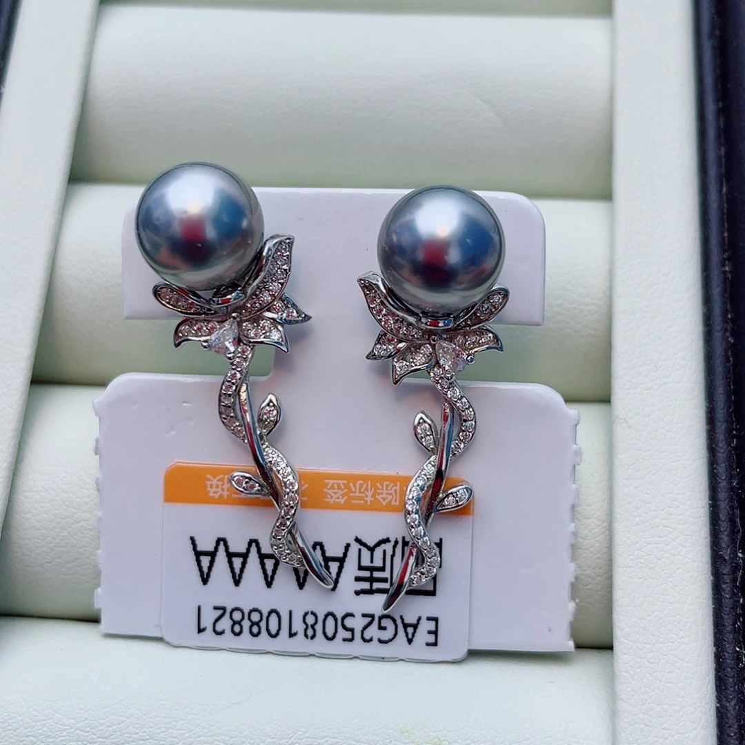 银S925镶嵌耳饰海水珍珠w44