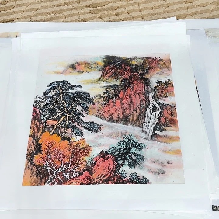 国画花鸟等图案和三尺斗