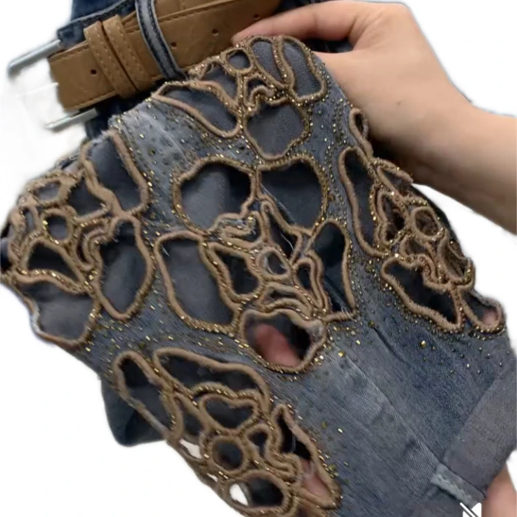 230款夏季刺绣镂空薄款八分老爹裤