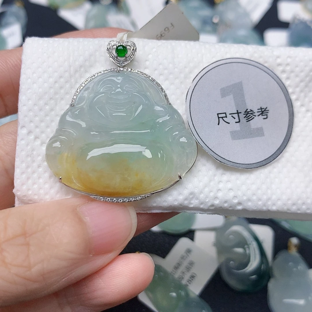 颈饰18K金镶嵌翡翠天然缅甸A货翡翠
