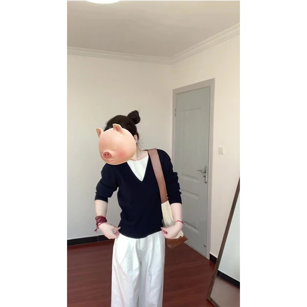 老钱风撞色假两件百搭显瘦慵懒感毛衣针织衫长裤慵懒风两件套装