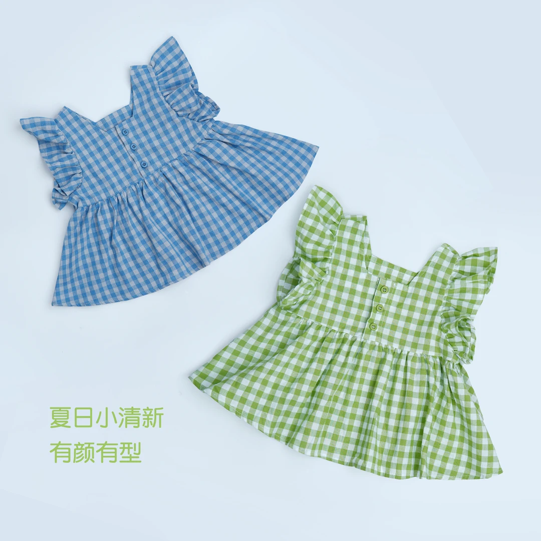 女童纯棉小飞袖可爱短袖短袖