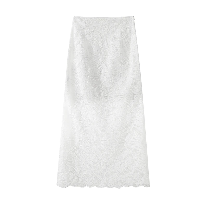 【裙子】【商场同款】2025年春季新款蕾丝开叉鱼尾半身裙女3581