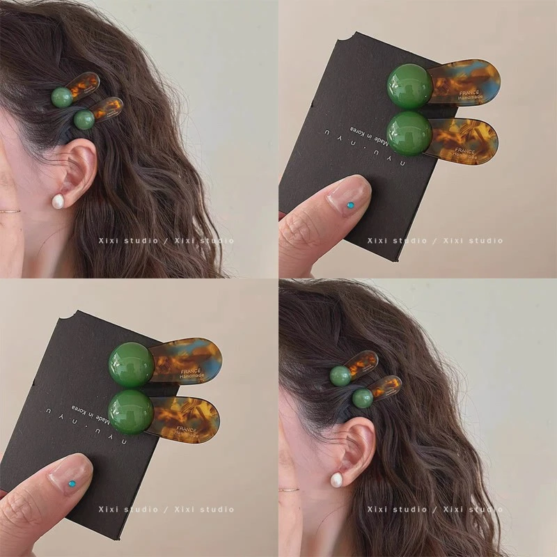 蓝棕！多巴胺果冻发夹！百搭侧边刘海夹复古鸭嘴夹旅行发卡女