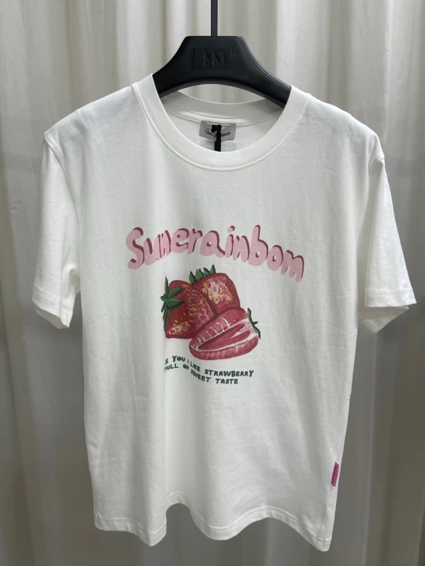 SR白色字母印花短袖T