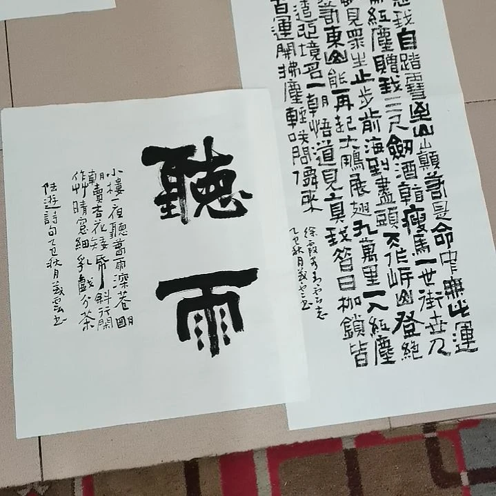 书法青云志。听雨斗方。。