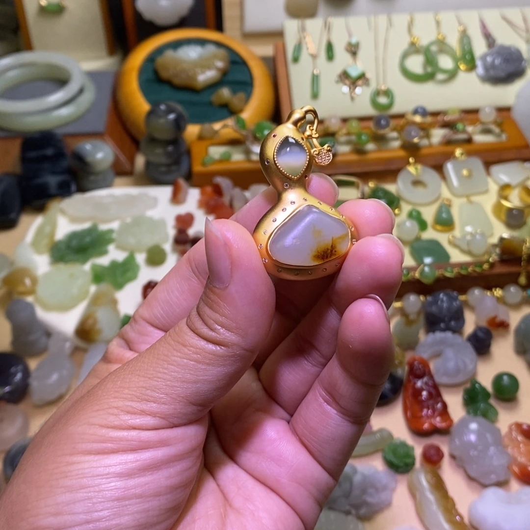 和田玉银S925镶嵌颈饰