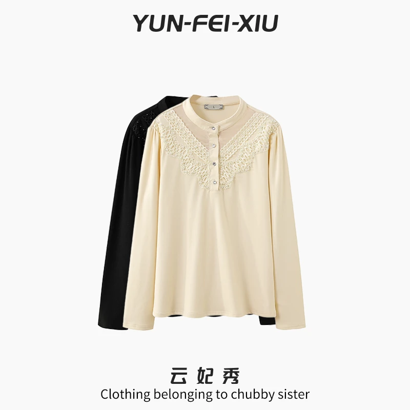 云妃秀大码女装T恤时尚胖妹妹显瘦宽松减龄遮肉长袖上衣冬季39012