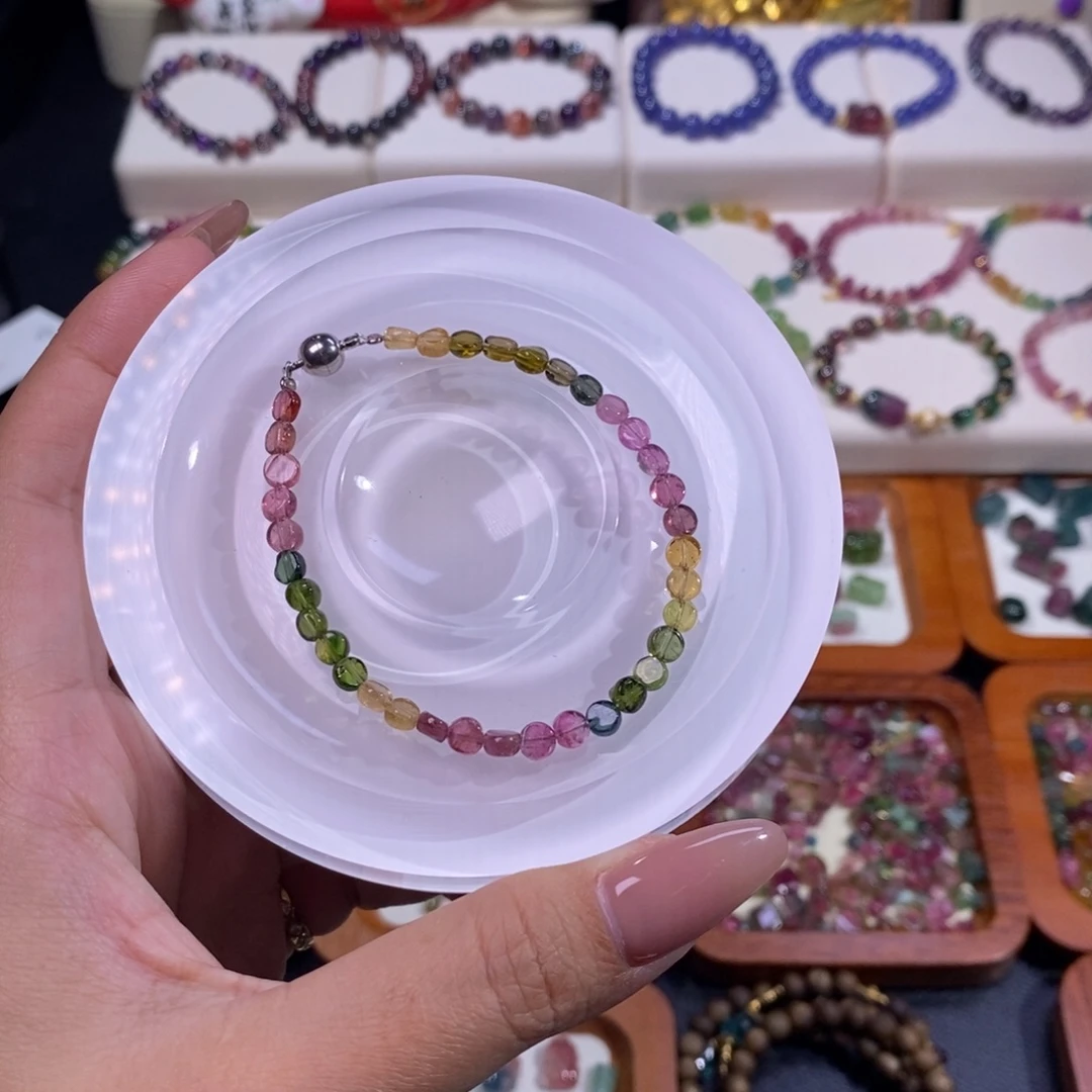 未镶嵌碧玺手链碧玺小圆饼