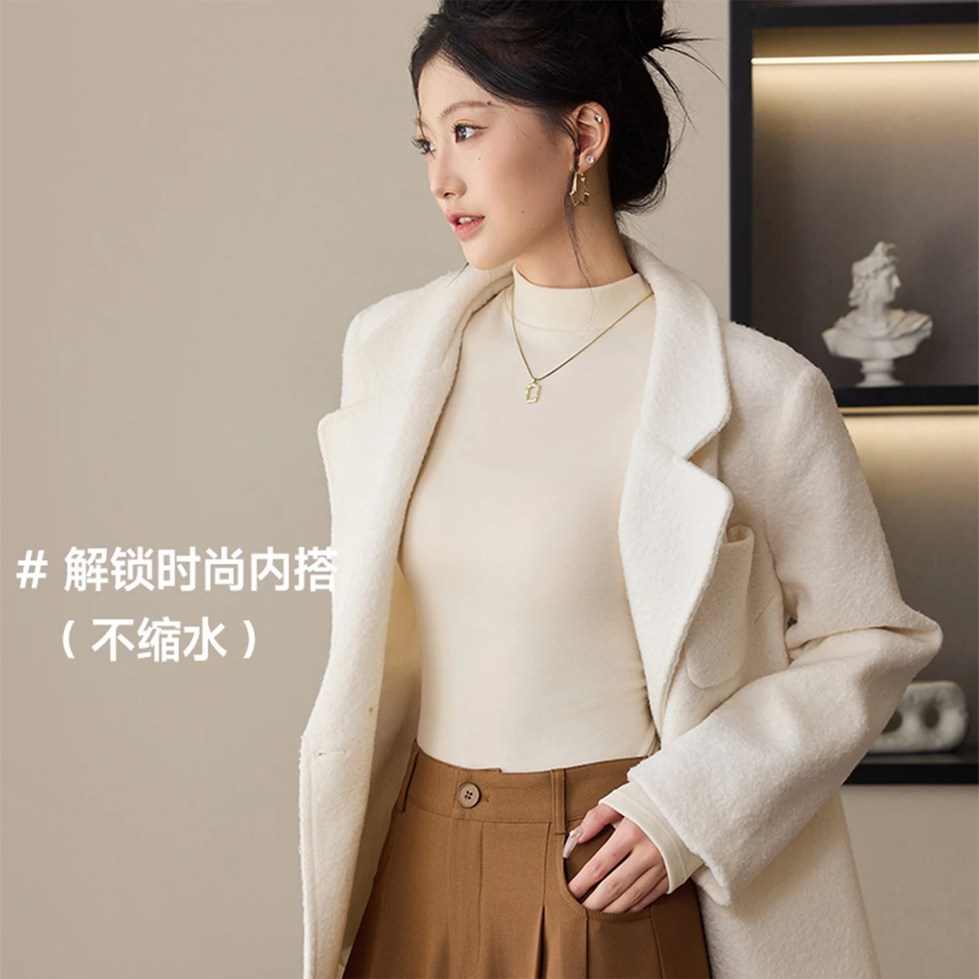 【L全运补】秋季上新！桑蚕丝莱赛尔正肩半高领长袖打底衫#NS1166