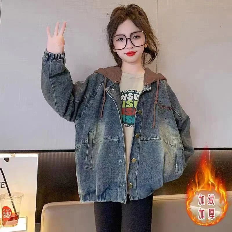 姐弟款加厚牛仔裤外套（帽子颜色随机）368