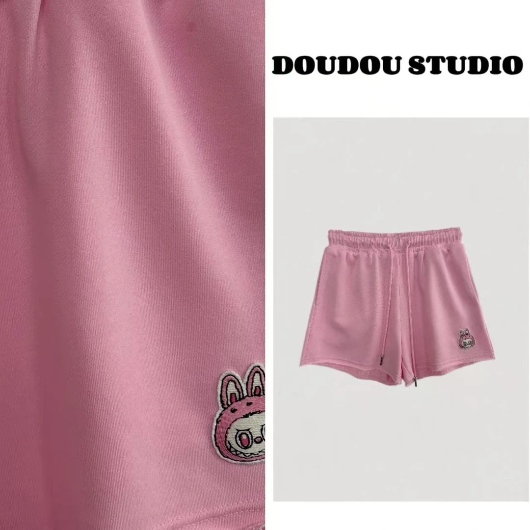 【兜兜】粉粉布布 夏季新款小刺绣休闲五分裤 210525