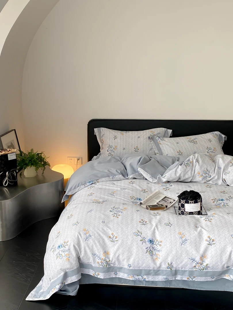 【高奢磨毛】轻奢ins高端长绒棉全棉高端四件套纯棉印花宽边四件套