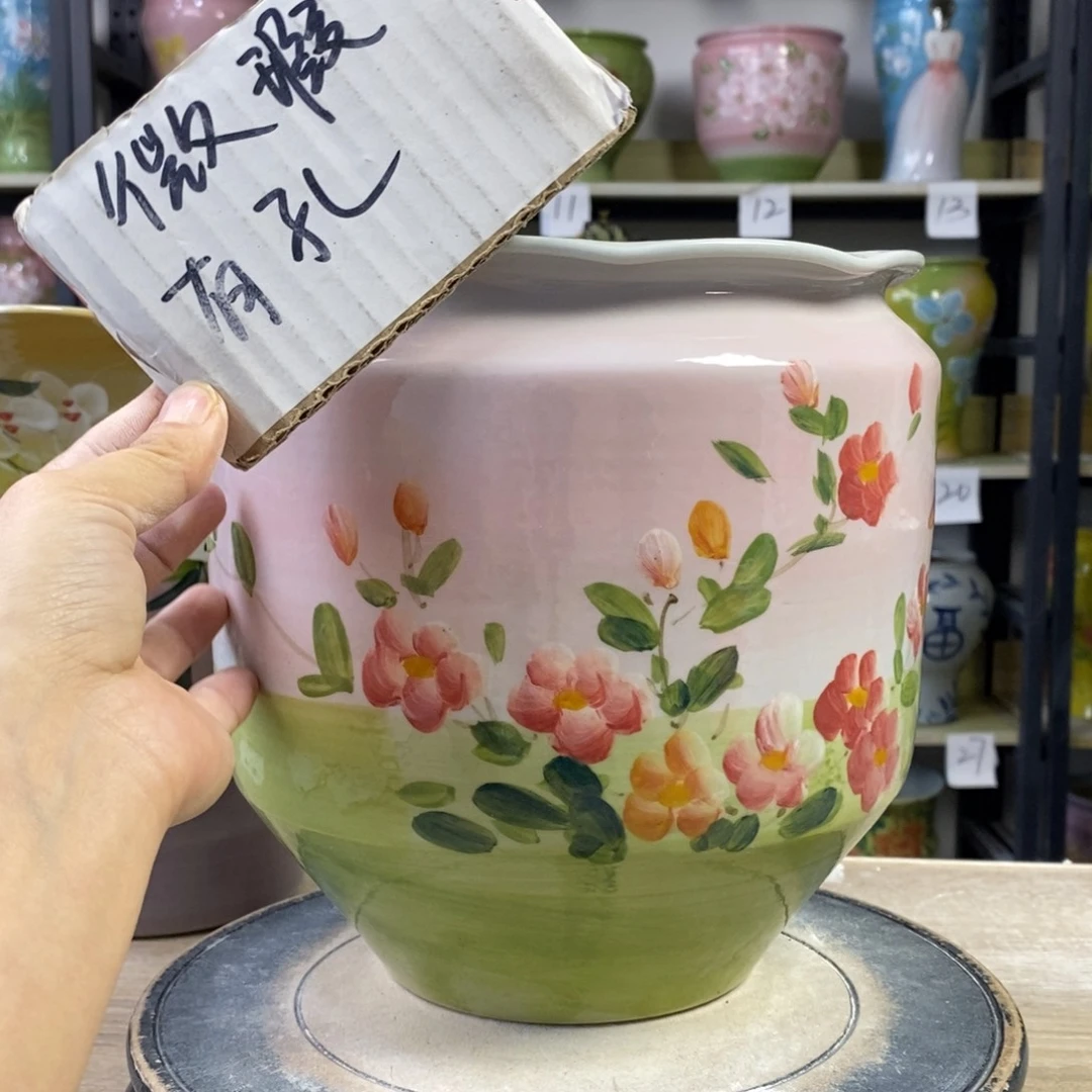 景德镇手工手绘陶瓷花盆