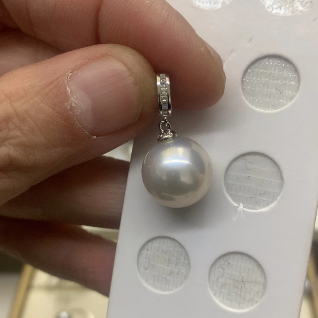 银S925镶嵌颈饰淡水珍珠12-13爱迪生万能扣吊坠
