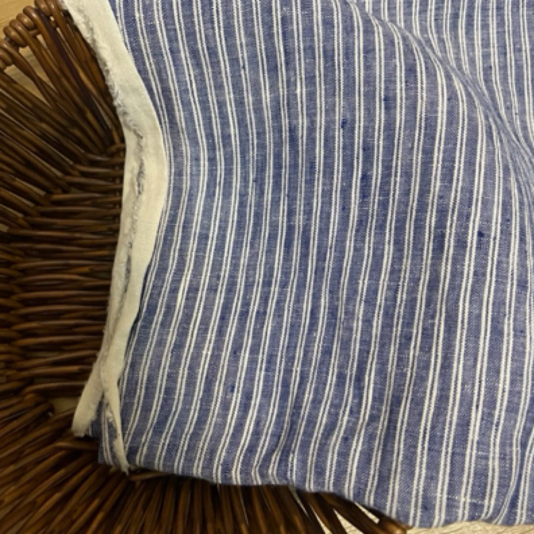 12支色织纯汉麻蓝条高货服装布料衬衫裙子套装床品布料幅宽140cm