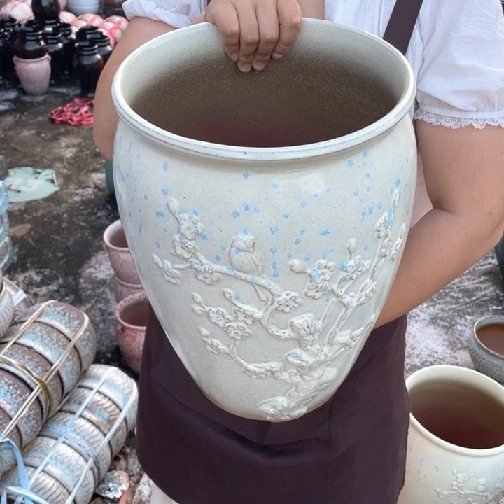 紫砂花盆口24高35瑕疵瑕疵