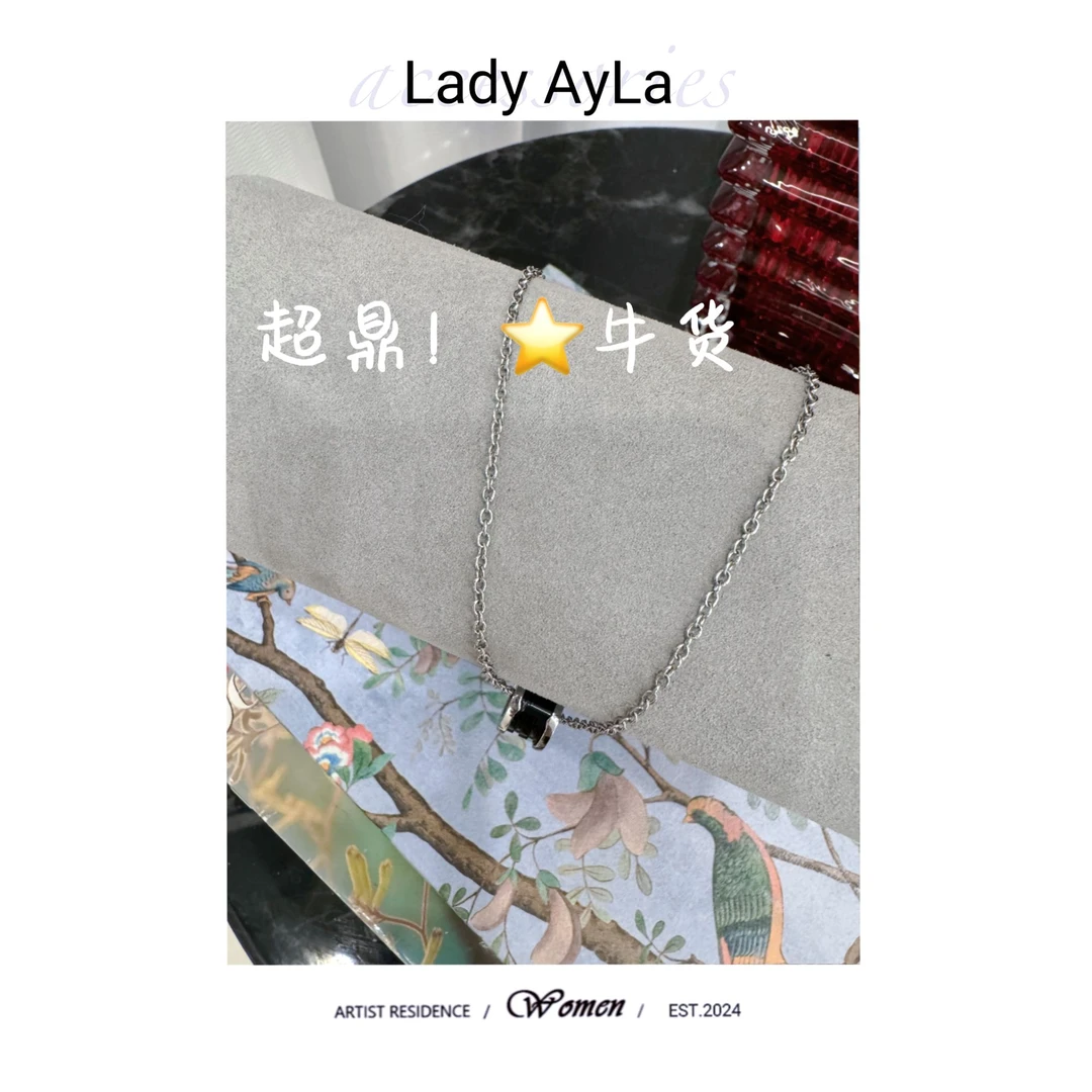 坠链均925银陶瓷 气质时尚百搭黑色小蛮腰项链AL847