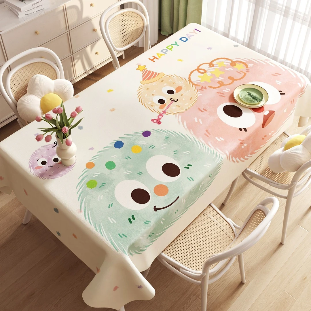 多巴胺球桌布宿舍写字桌桌布长方形餐桌布居家客厅茶几可爱桌布