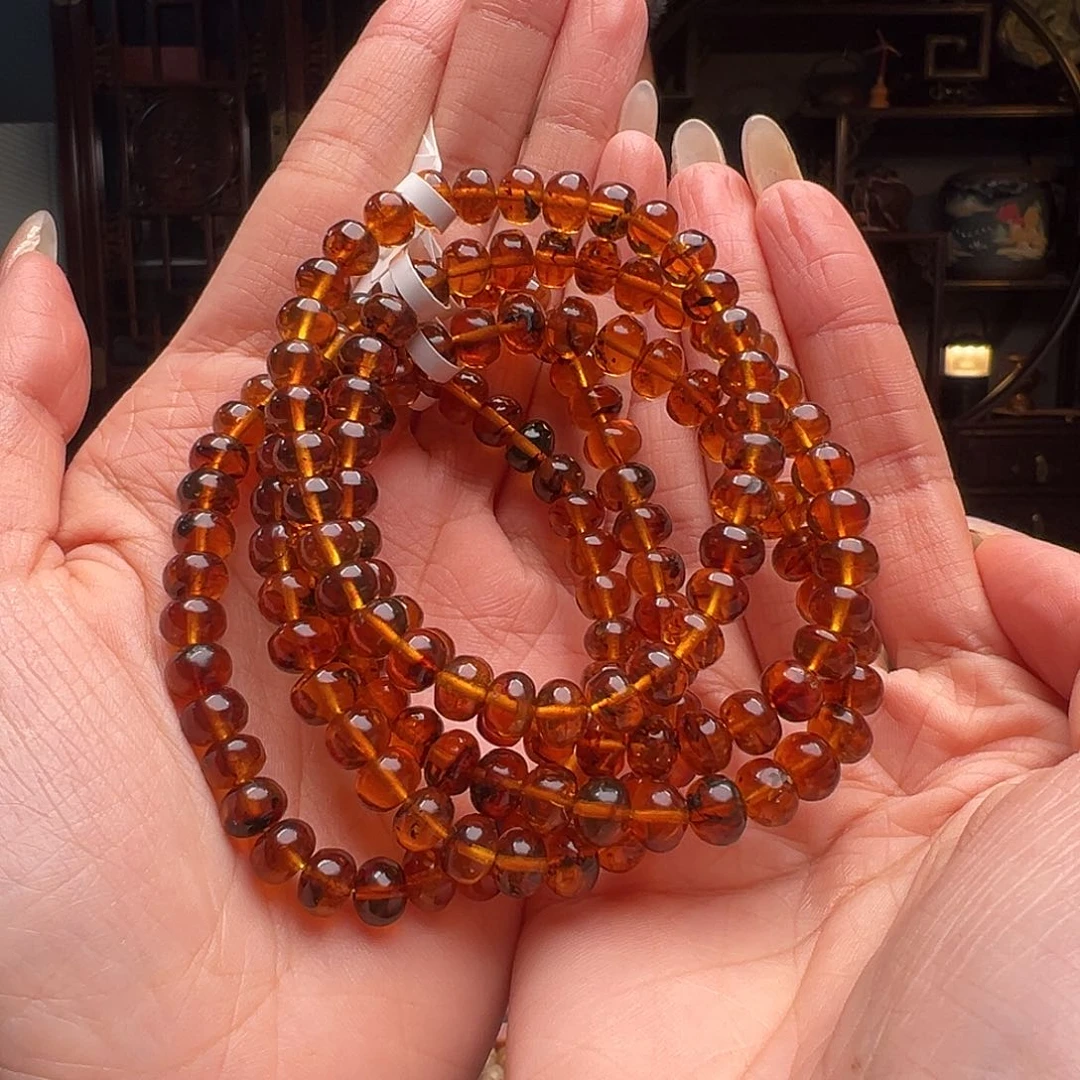 琥珀裸石未镶嵌抚顺琥珀20073-1多样性发其一7mm