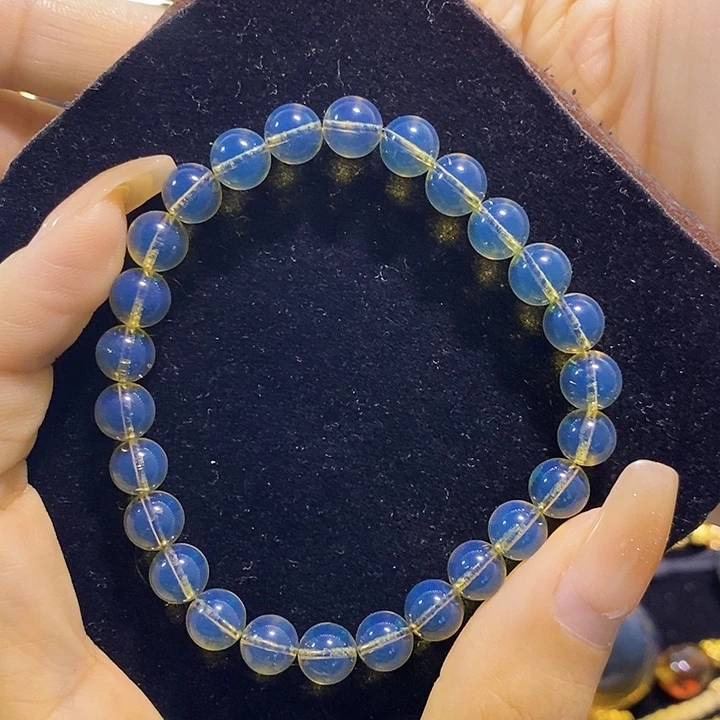 蓝珀未镶嵌珠宝奇石墨西哥蓝珀手串7