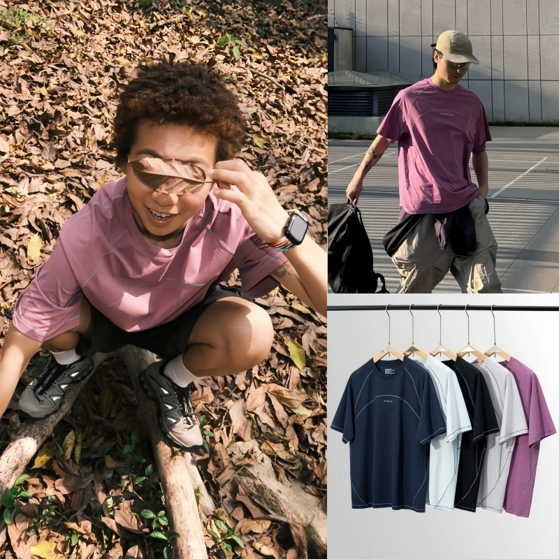 【明线外缝】夏季户外山系情侣运动吸湿透气时尚百搭圆领短袖C1722