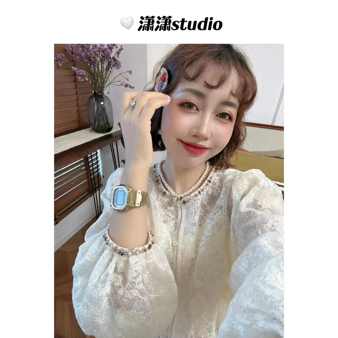 【仙女梦】【百搭蕾丝衫】【精致小女人】潇潇韩系百搭蕾丝衬衣XW0103