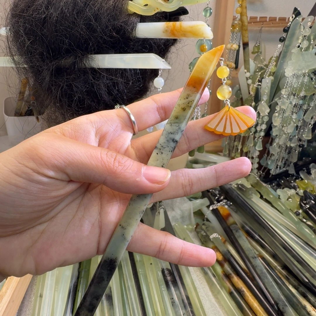 蛇纹石玉合金发饰