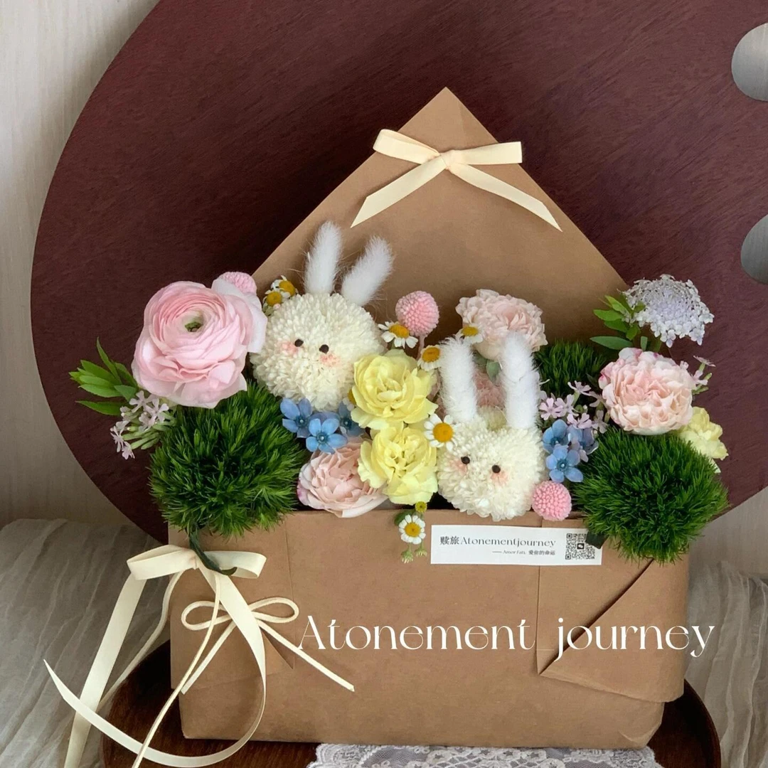 春日信封七夕节新品手工diy插花盒牛皮纸花艺包装袋一信封花束