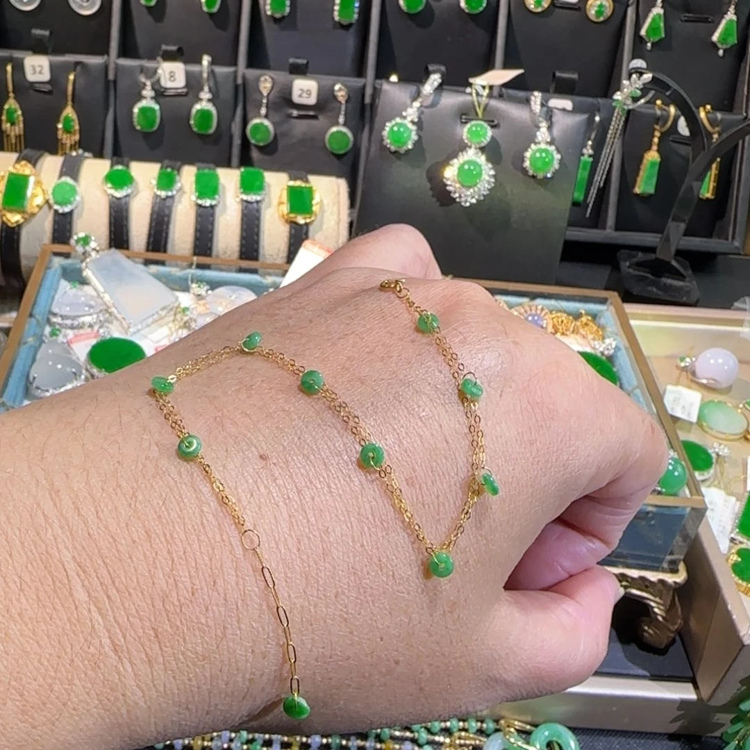 翡翠18K金镶嵌颈饰手链