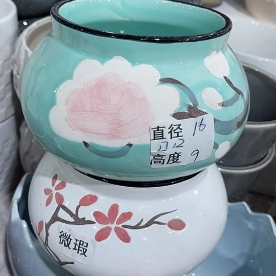 多肉绿植陶瓷花盆9.9包邮，有孔
