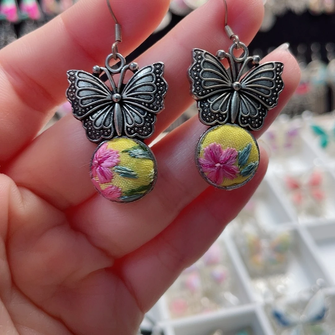 织绣非遗刺绣耳环