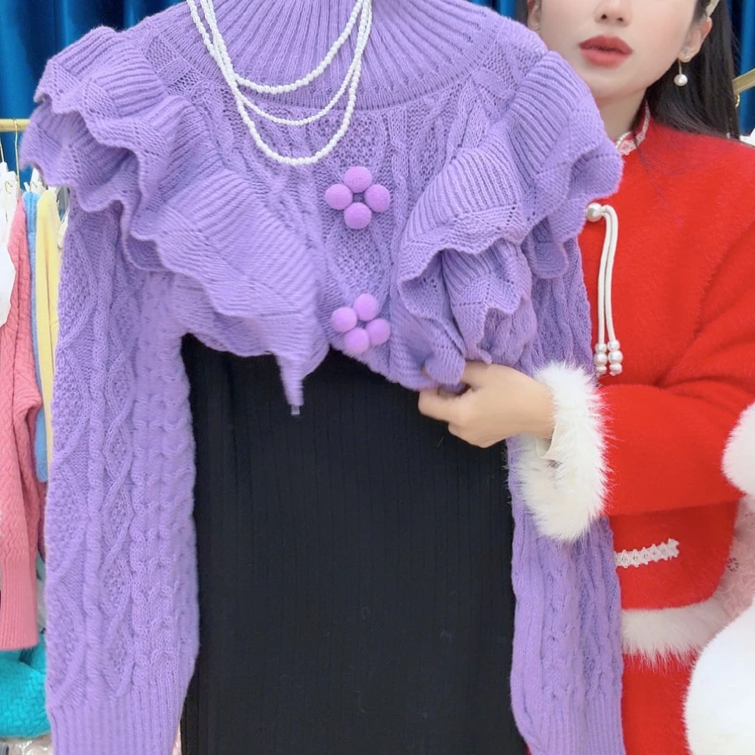 女装新潮流百色女装紫色毛衣