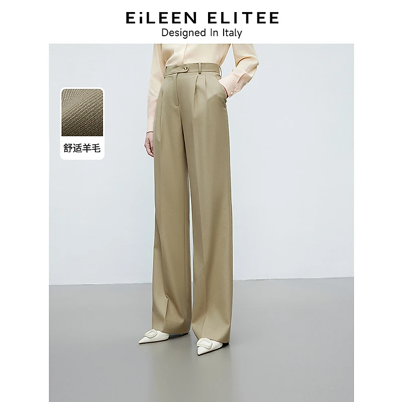 朗姿欧洲EiLEEN ELITEE2025年春季新款阔腿直筒西装裤女通勤职业