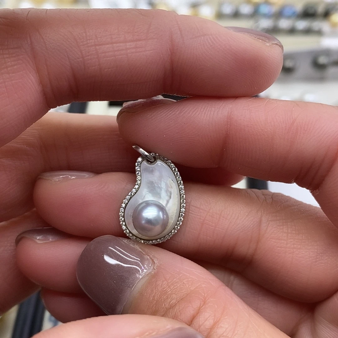 吊坠(不含链)海水珍珠银S925镶嵌