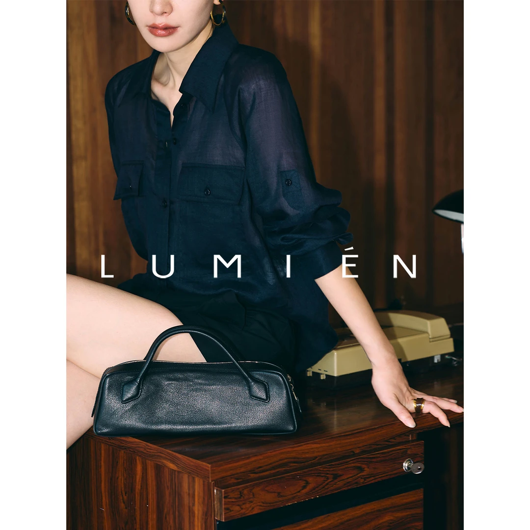 【LUMIEN】“雨露”藏青色苎麻清冷感衬衫LX5ECC68