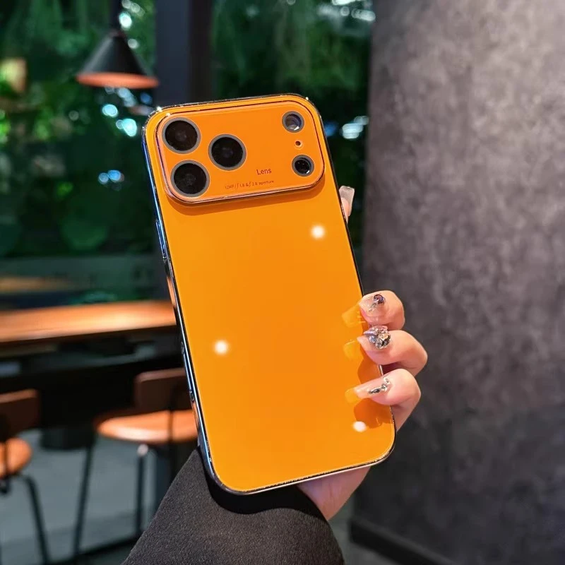 适用苹果17手机壳17pro纯色玻璃17promax镜头膜Air高级男女硬壳