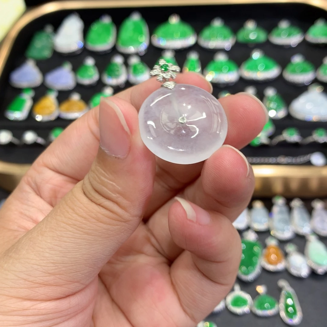 翡翠18K金镶嵌吊坠(不含链)吊坠