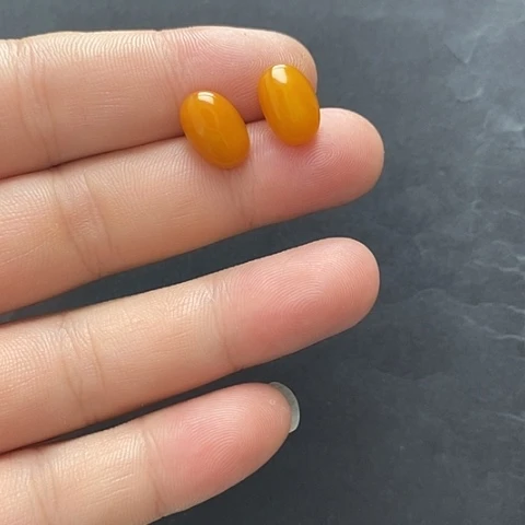 银S925镶嵌琥珀裸石蜜蜡耳钉