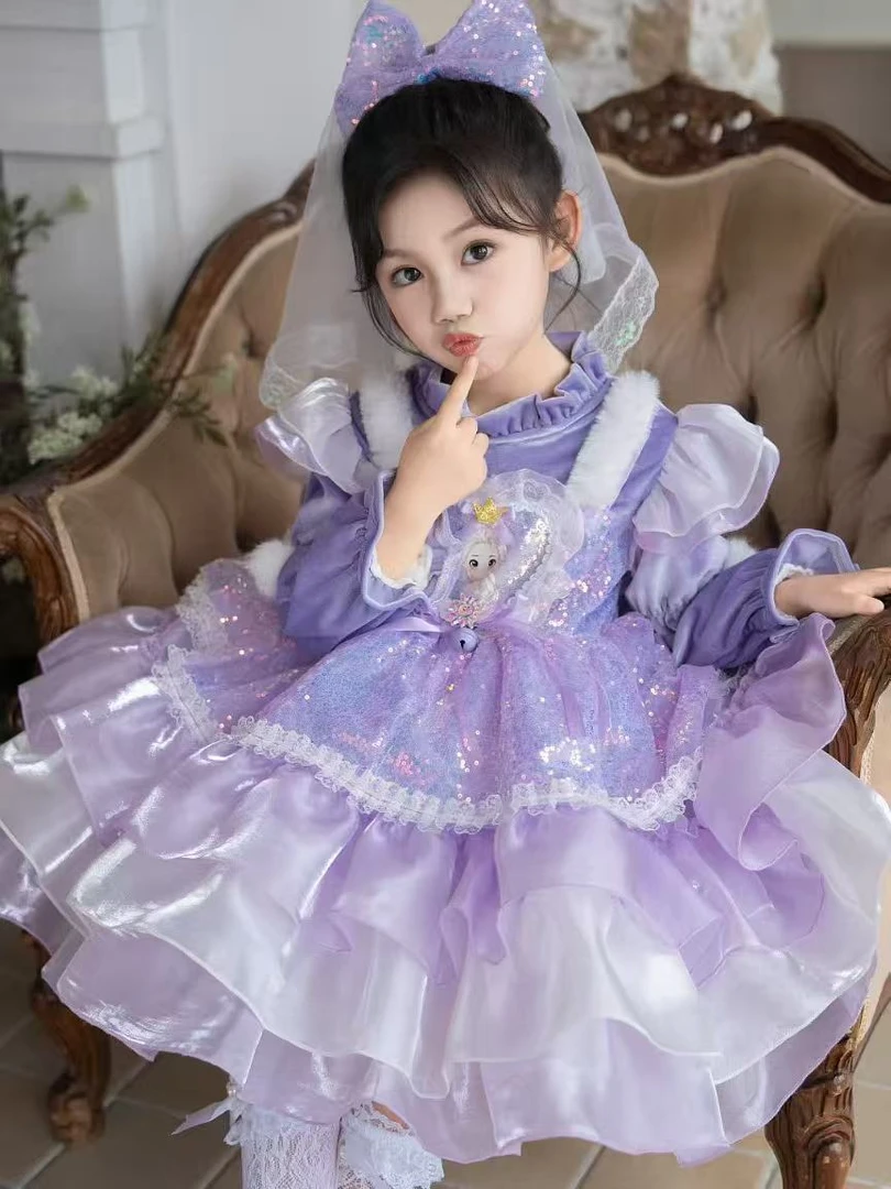 萌萌【闪耀爱莎【加绒洛丽塔】女童长袖新款连衣裙