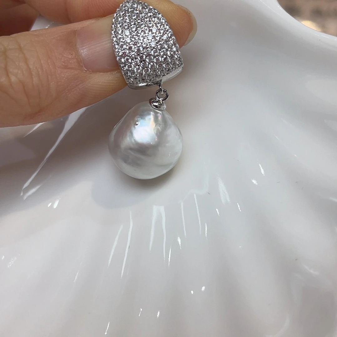 吊坠(不含链)银S925镶嵌海水珍珠