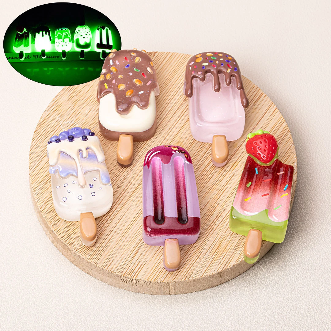 【双许愿+对对碰】夜光夏日冰棒雪糕diy饰品奶油胶发夹树脂配件