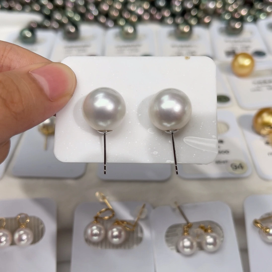 海水珍珠澳白18K金镶嵌12.5-13mm